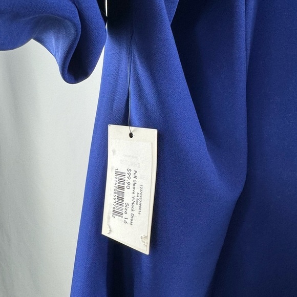 NWT Eloquii Puff Sleeve V Neck Scuba Dress‎ in Blue Size 16 - Picture 9 of 11